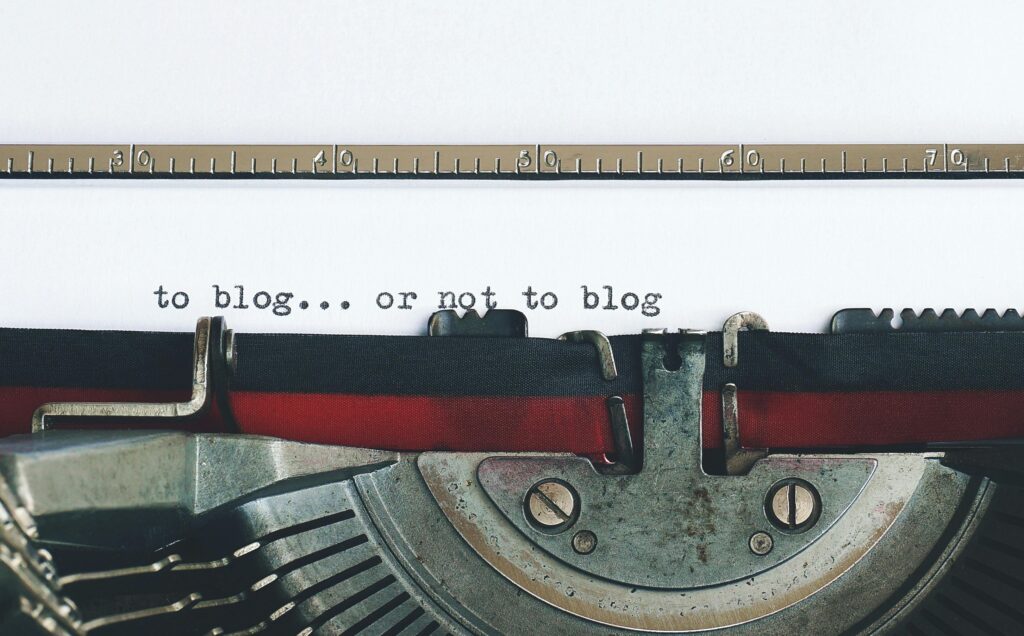 pexels-photo-3601081-3601081 Classic typewriter with 'to blog or not to blog' typed on paper.