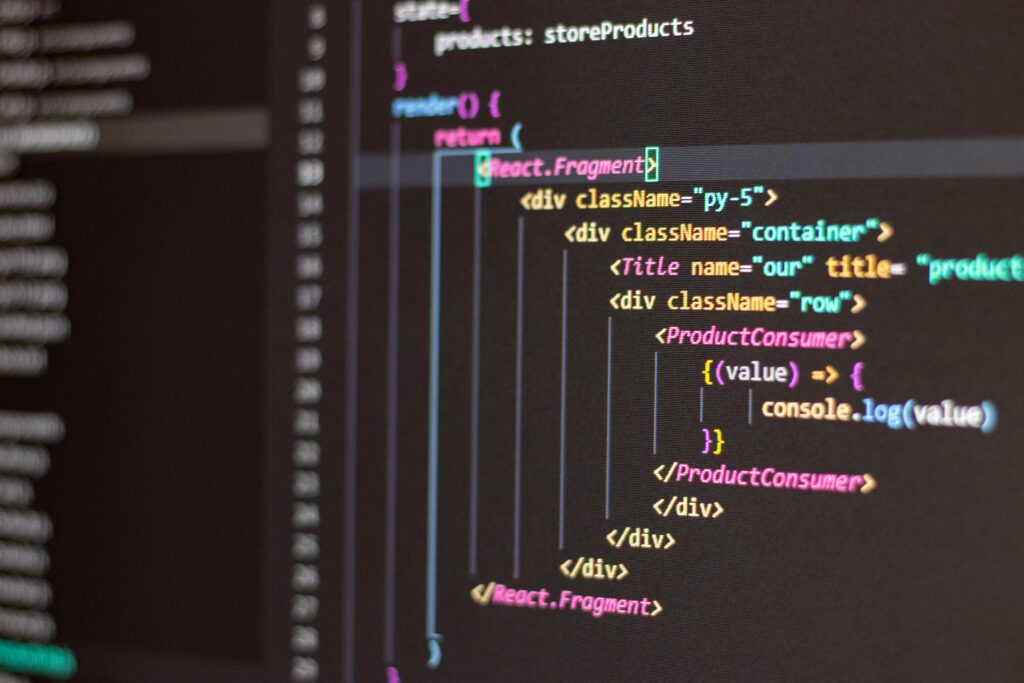 pexels-photo-4164418-4164418 Close-up of HTML and JavaScript code on a computer screen in Visual Studio Code.